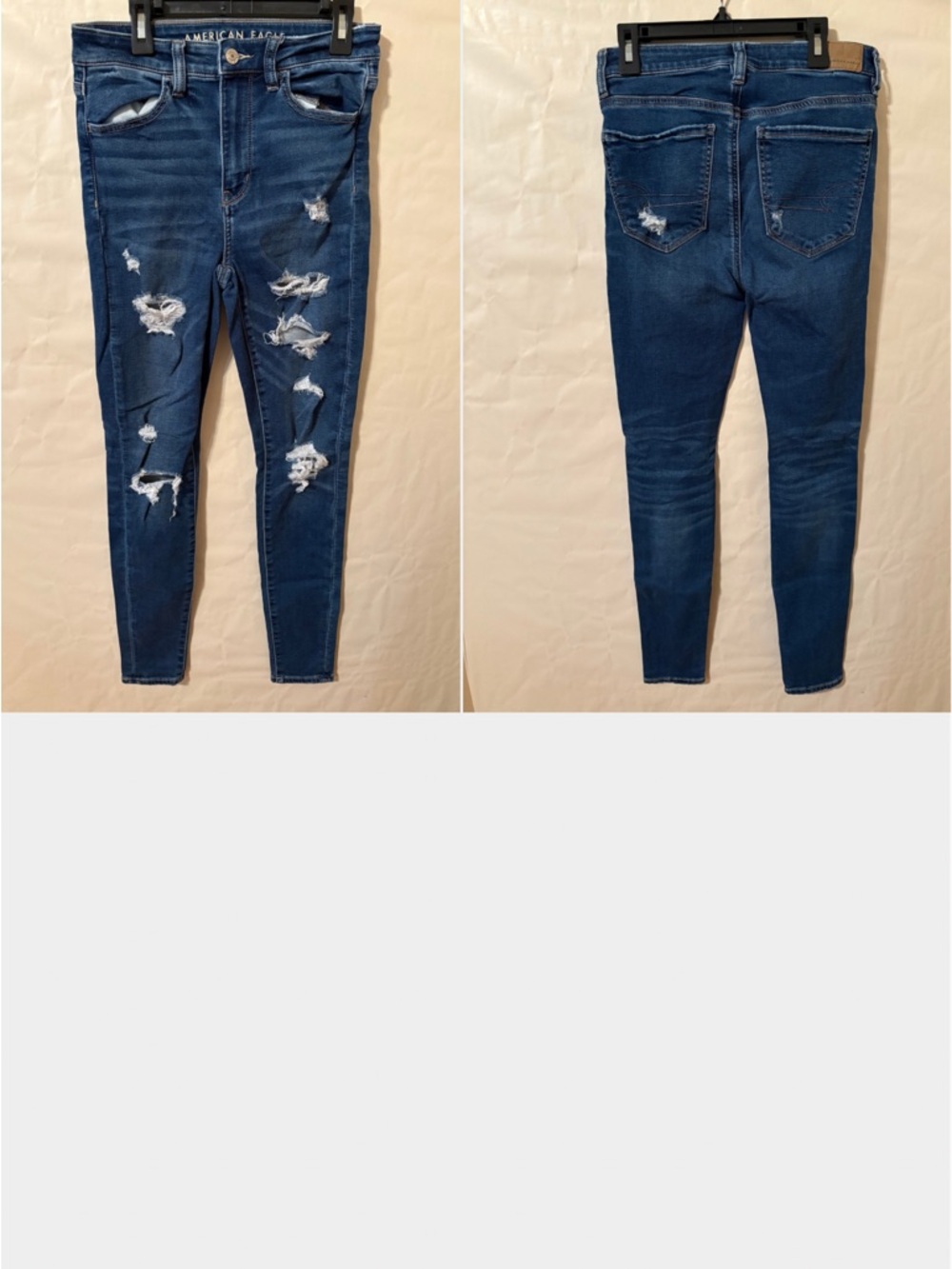 American Eagle Outfitters High-Rise Distressed Skinny Jeans - Dark Blue